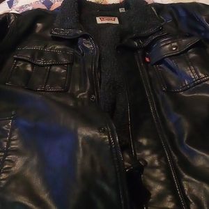Faux Sherpa black leather jacket  Levi